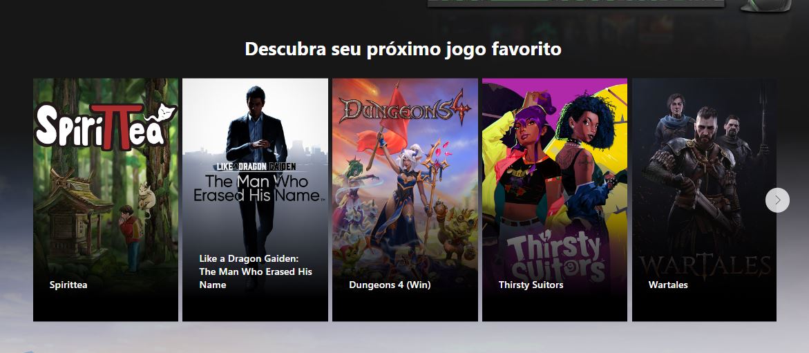 foto mostra alguns jogos disponíveis no XBox para PC