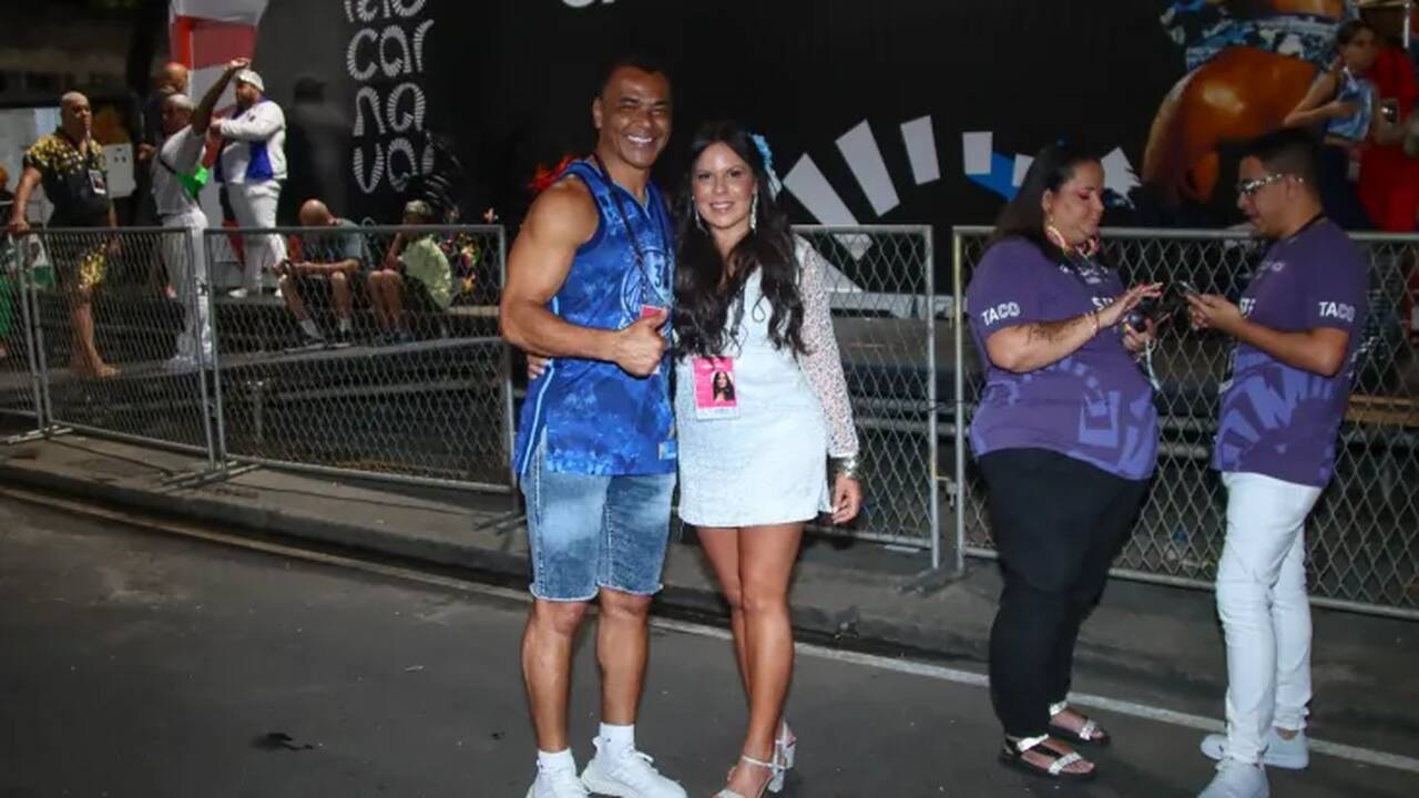 Cafú e Mariah Morais na Sapucaí