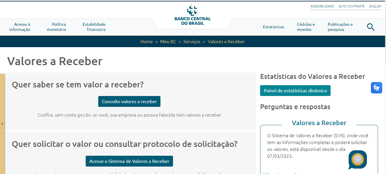 tela para consultar os Valores a Receber 