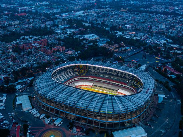 Vista de cima do Estádio Azteca localizado na Cidade do México